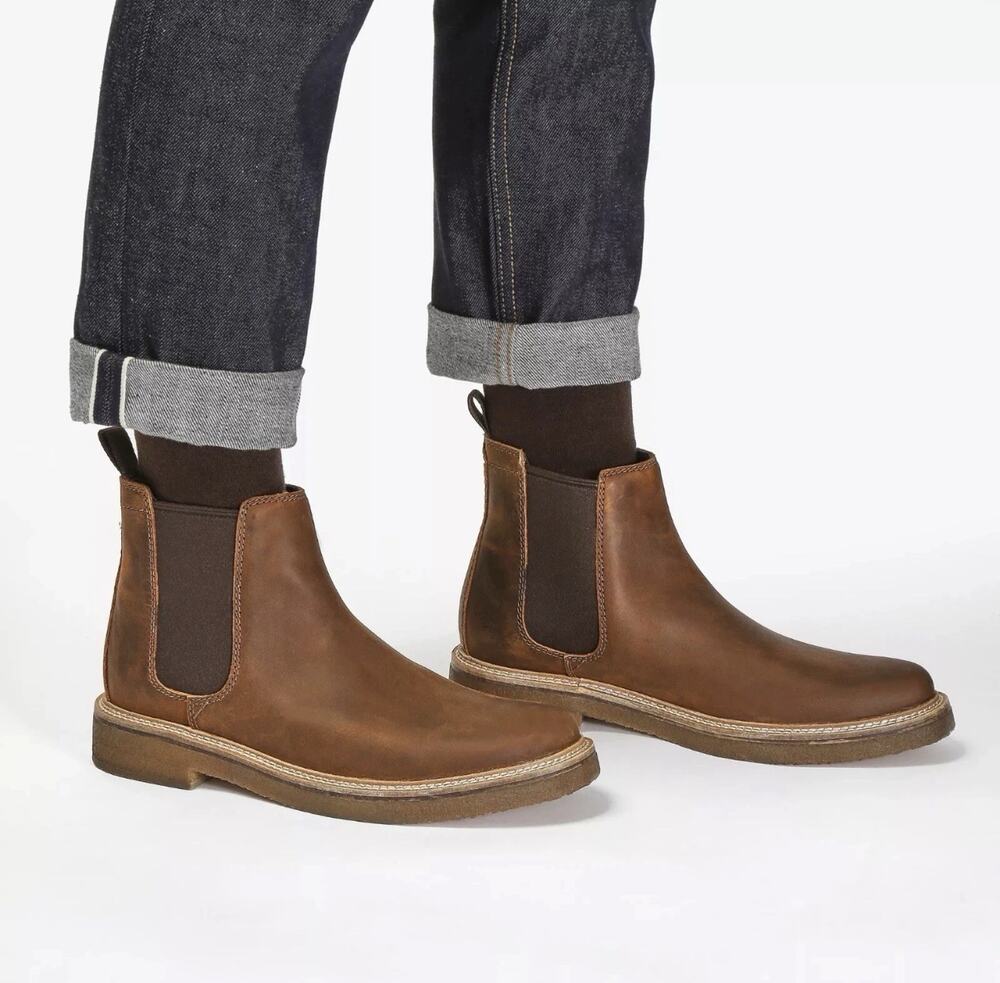 Clarks Clarksdale Easy Chelsea Boots Mens 8.5 W Brown Beeswax Leather